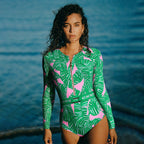 Traje de baño de una pieza estampado para mujer, traje de surf adelgazante para vacaciones