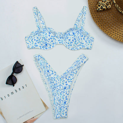 Bikini Mujer Estampado Digital Encaje Pequeño Transparente Traje De Baño Mujer Traje De Baño