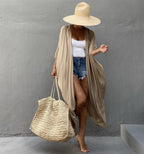 Rayon Solid Color Cardigan Holiday Casual Beach Bikini Cover 5 Colors snowpeak
