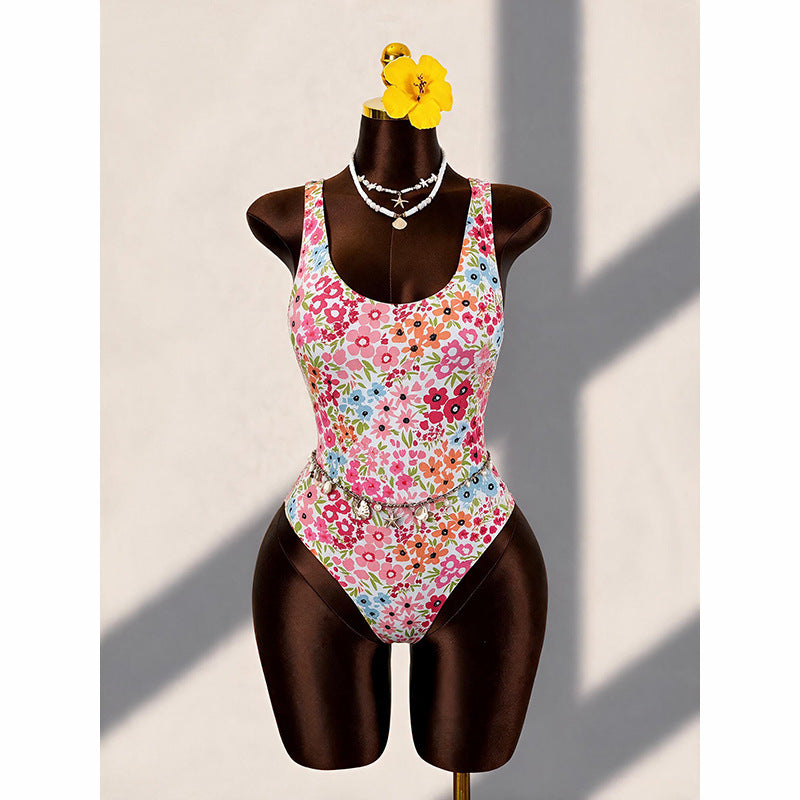 Printed Belly Covered Conservative One Piece Swimsuit Women Bikini Beach Spring Swimsuit Alina