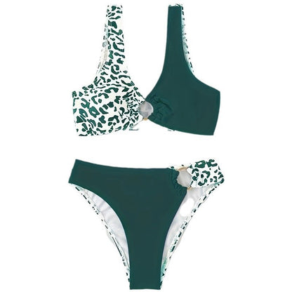 Floral Color Matching Split Swimsuit Women High Sense Vacation Beach Spring Bikini Swimming Set