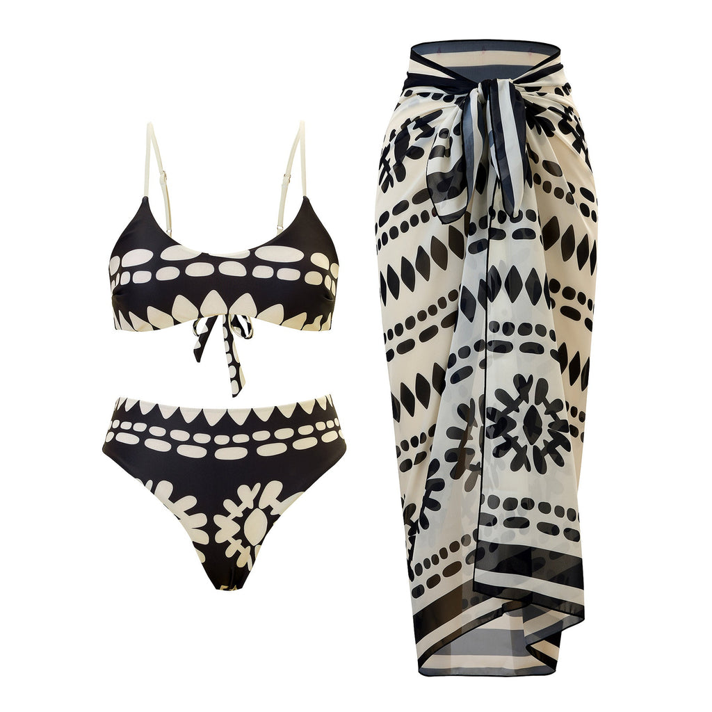 Sexy Split Three Piece Polyester Swimsuit Women Chiffon Dress Swimsuit Outfit BeautyLady