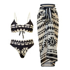 Sexy Split Three Piece Polyester Swimsuit Women Chiffon Dress Swimsuit Outfit BeautyLady