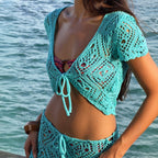 Vacation Beach Top Hollow Out Cutout Sexy Cardigan Top Casual Beach Top Mangar