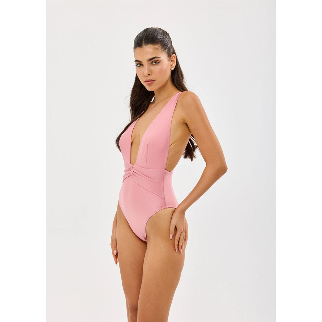Solid Color One Piece Briefs Swimsuit Women Sexy Backless Swimsuit Thunder