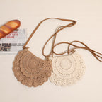 Bolso bandolera de encaje tejido con hilo de algodón, bolso de paja con aberturas para el hombro, bolso de playa para vacaciones, bolso para mujer 