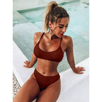 Wave Pattern Lady Sexy Split Triangle Strap Bikini Beach Nightclub Swimsuit Mojo