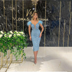 Spring Summer Women Deep V Plunge Sequ Sexy Evening Dress Feather Sequ Sleeveless Formal Dress SCC