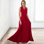 Women Clothing Summer Multi Tied Maxi Dress Halter Red Strap Dress Yiskiss