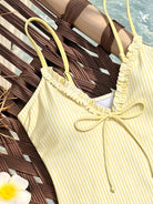 One Piece Swimsuit Plaid Striped Print Knotted Sexy Bikini Beach Women WithWind
