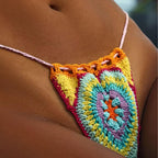 Swimwear Women Hand Knitted Crocheted Banded Bikini Two Piece Set Split Swimming Bazzi