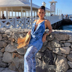 Sexy Deep V Plunge Strap Printed Slim Fit Maxi Dress Dress Coya