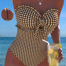 Bikini Tube Top Detachable Shoulder Strap Two Piece One Piece Plaid Printed Design Swimsuit for Women WithWind