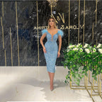 Spring Summer Women Deep V Plunge Sequ Sexy Evening Dress Feather Sequ Sleeveless Formal Dress SCC