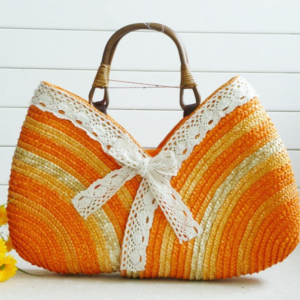 Color Straw Machine Order Handmade Straw Bag Wild Beach Woven Bag EaseWoven