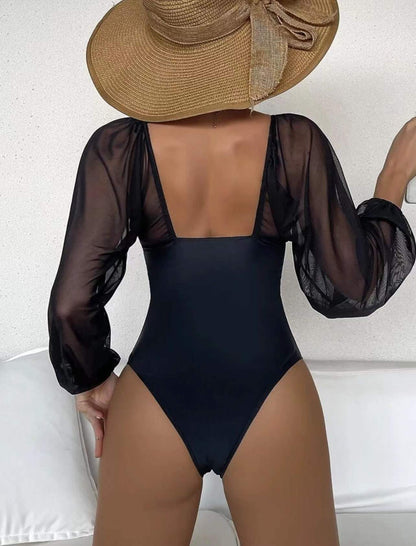 Traje de baño de una pieza pequeño con mangas de bikini