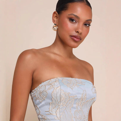 Women Slim Tube Top Pullover All Matching Short High Waist Floral Dress