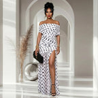 Women Wear Polka Dot Split Cocktail Holiday Sheath Dress Miss Siss