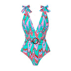 Traje de baño sexy de primavera para mujer, traje de baño con estampado conservador, conjunto de falda cruzada