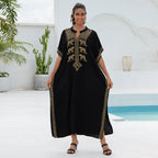 Rayon Embroidered Vacation Robe Beach Cover up Vacation Dress Bikini Cover up Blouse EvenStar