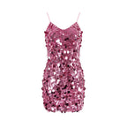 Robe de soirée à paillettes pour femme, tenue de soirée sexy à bretelles sur les hanches