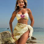 Solid Color Split Swimsuit Women Bikini Three Piece Bikini Swimwear SanYuva