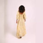 Autumn Puff Sleeve Embroidered Square Collar Swing Maxi Dress Beach Holiday Dress Women Enmu