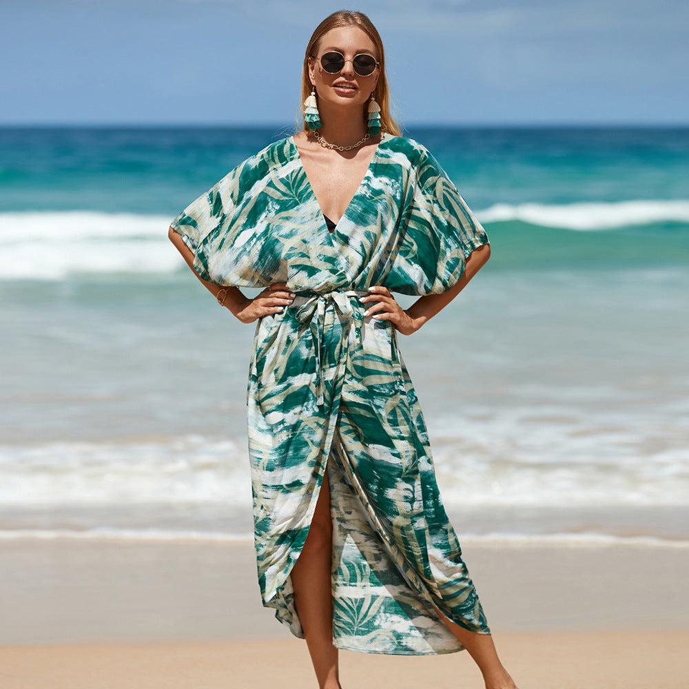 Women Clothes Cotton Blouse Sexy Vacation Beach Dress