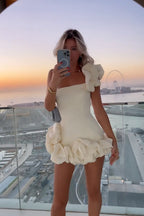 Robe d'été à volants pour femme, taille haute, asymétrique, tube, hanches
