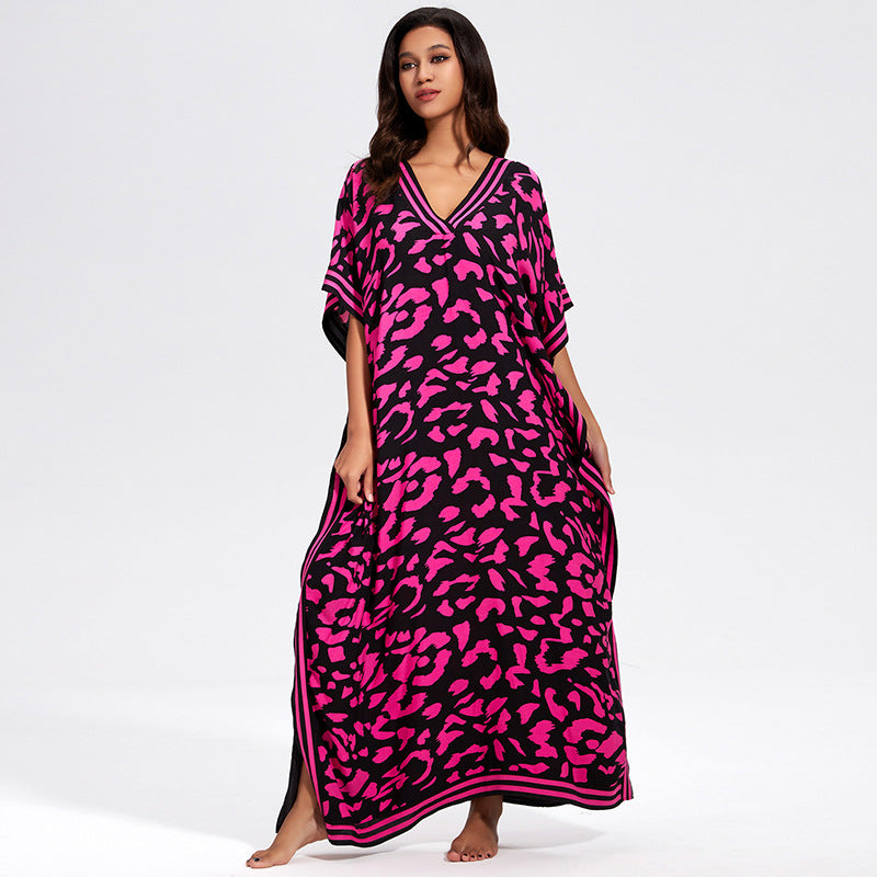 Bata holgada de rayón para vacaciones, blusa de playa con protección solar, vestido playero para mujer, traje de baño, ropa de abrigo
