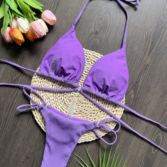 Traje de baño de bikini de tela especial con vendaje para playa, traje de baño sexy para mujer