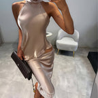 French Satin Champagne Slim Fit Sleeveless Top Low Waist Skirt Light Luxury Lady Twet Women LaceCH