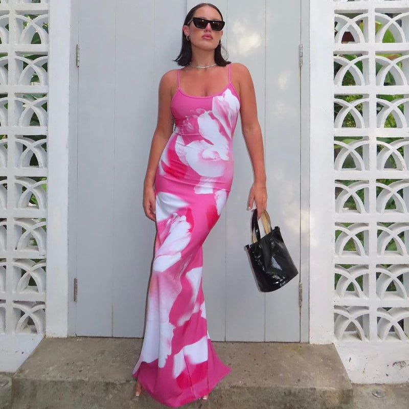 Women Clothing Summer Sexy Socialite Backless Slit Sling Dress Women SaturdayNight