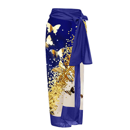 Blue Butterfly Wrap Skirt