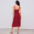French Elegant Slim Dress Summer V Neck Design Slimming Dress Yiskiss