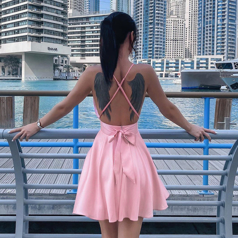 Summer Bow Swing Sexy Cami Dress Women Clothing Versailles