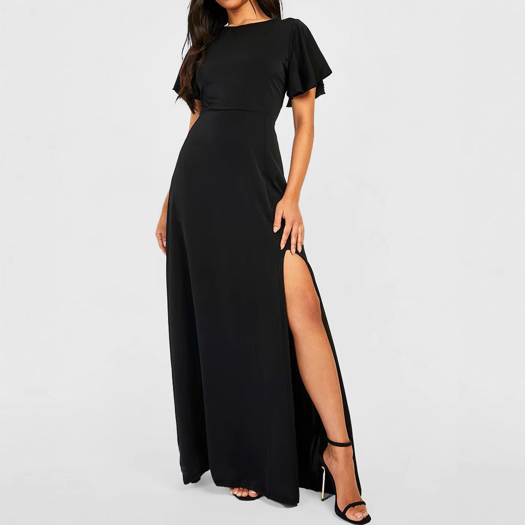 Spring Summer Sexy Girls Elegant High Sense Split Dress Women Qube