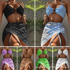 Spring Summer Women Swimsuit Slim Solid Color Sexy Halter Three Piece Set Wing Lok