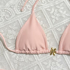 Sexy Exposed Back Women Summer Beach Solid Color Bikini OLam