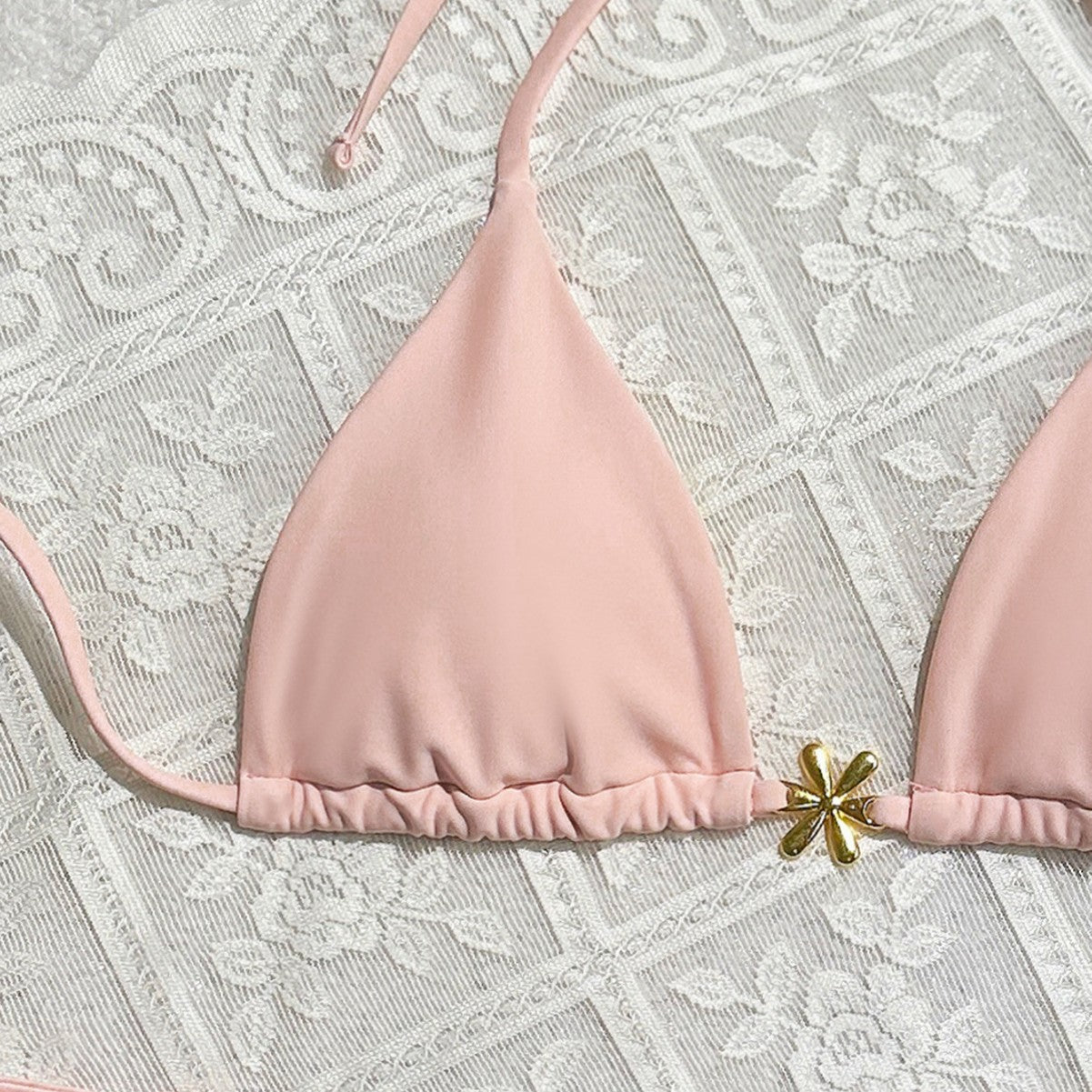 Sexy Exposed Back Women Summer Beach Solid Color Bikini OLam