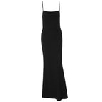 Vestido largo de verano para mujer, sexy, sin espalda, con tirantes finos, color liso, ajustado