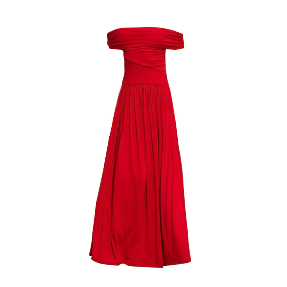 Vestido rojo brillante de estilo socialité para mujer, vestido de cóctel con escote descubierto, primavera y verano