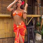 Women Sexy Print Beach Skirt Bikini Swimsuit Blouse Sun Proof Set Mangar