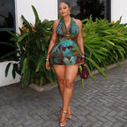 Special Women Clothing Color Matching A Shaped Skirt Waist Tight V-neck Halter Office Two Piece Sets Kinci