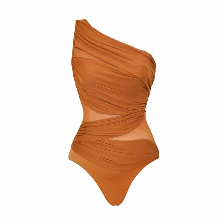 Oblique Shoulder One-Piece Swimsuit