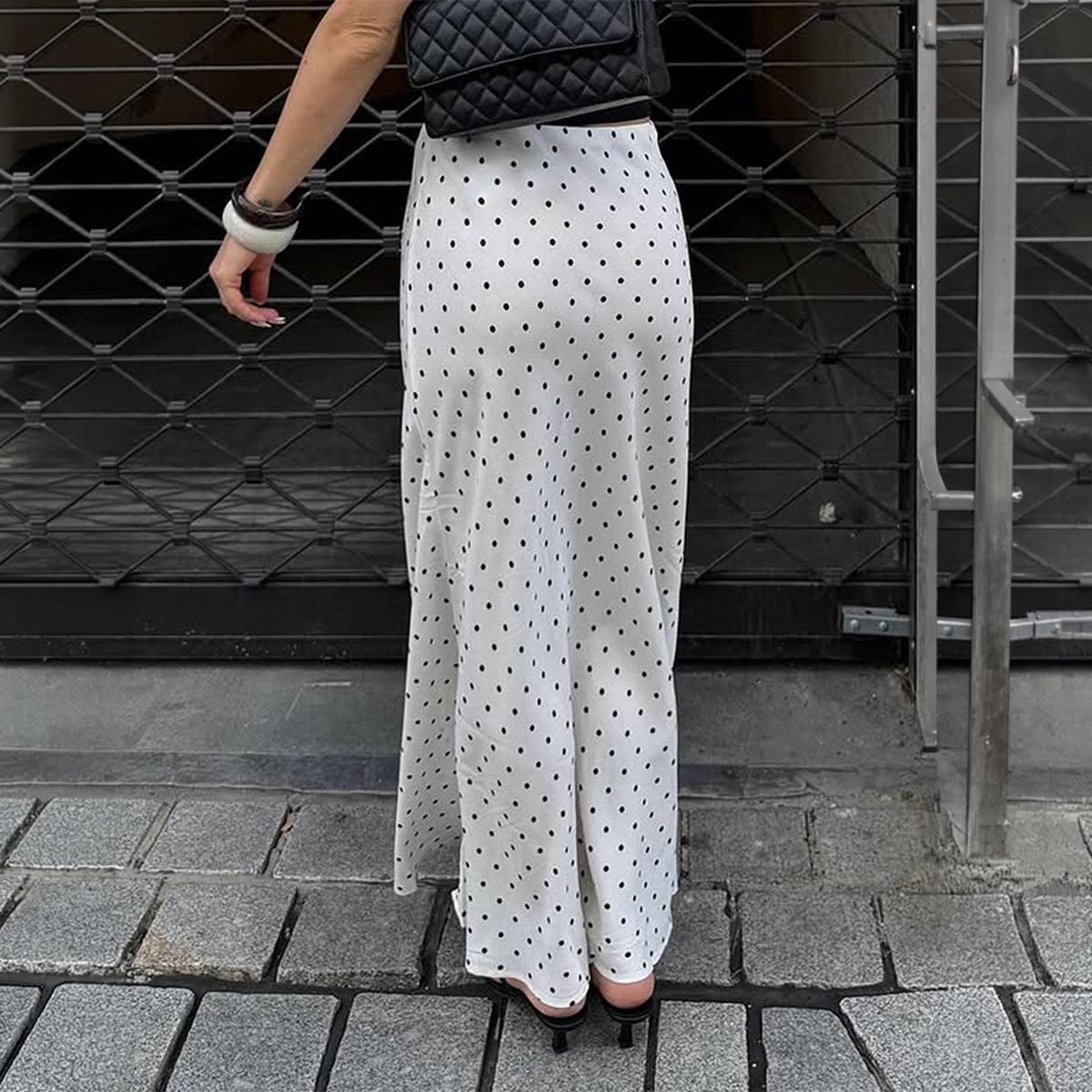 Women Clothing Summer Elegant Satin Polka Dot Fishtail Skirt Dee
