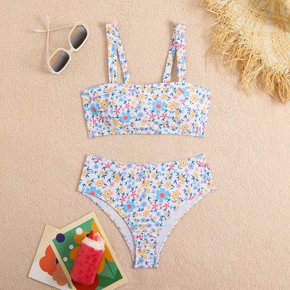 Split Swimsuit Women Floral Fresh High Elasticity Durable Swimsuit Spring Special Swimsuit