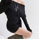 Sexy off Neck off Shoulder Slim Fit Figure Flattering Black Women Commuting Spring Summer Sheath Dress Yiskiss