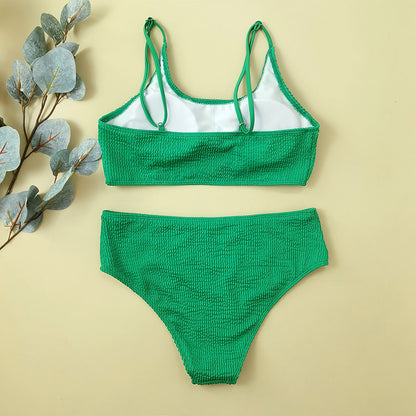 Traje de baño de bikini de cintura alta con diseño de tela especial para mujer
