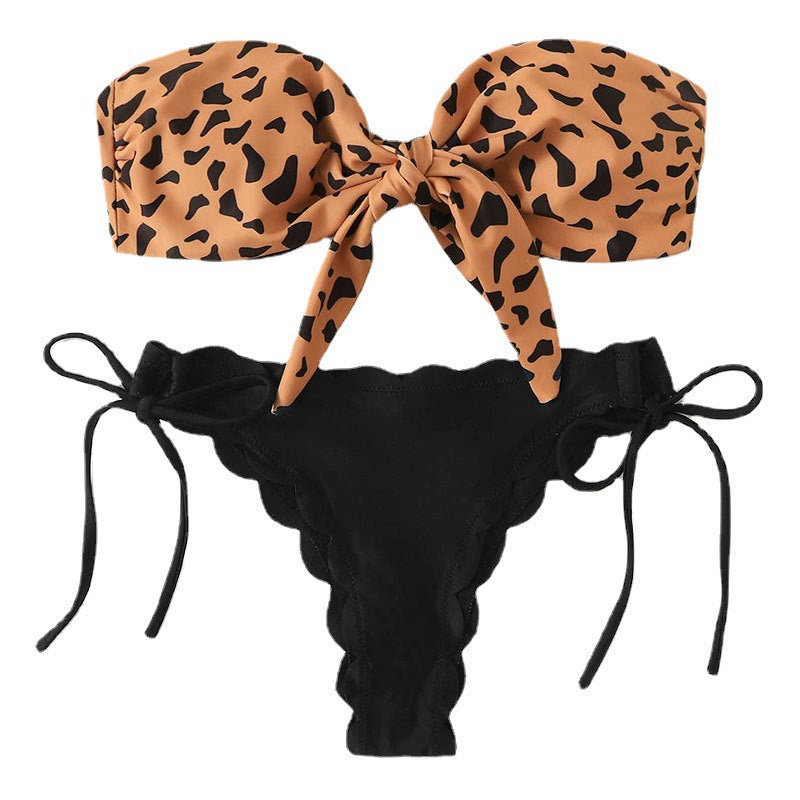 Leopard Print Split Swimsuit Women Lace Lace Sexy Bikini Freedeo